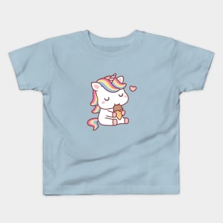 Cute Unicorn Loves Ice Cream Kids T-Shirt